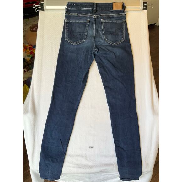 American Eagle Outfitters Women Skinny Jeans size 2 US Blue Mid Rise Stretch - Picture 10 of 11
